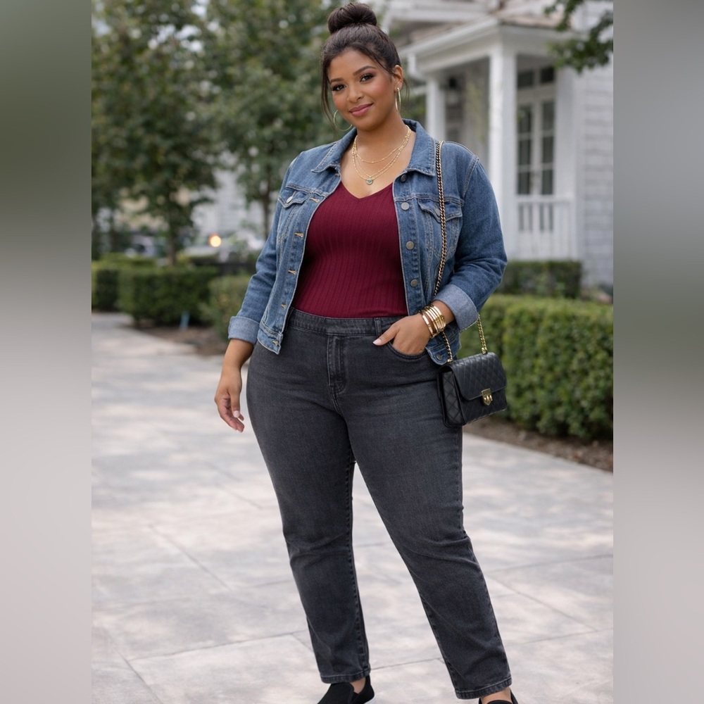 Gloria Vanderbilt Amanda Pull On Jeans | Size 16 L | Dark Wash | Straight Fit